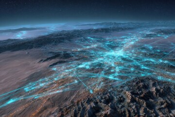 Aerial View of a Connected City at Night.