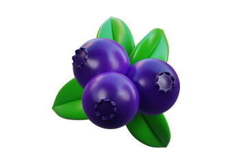 Blueberry with leaf isolated on transparent background