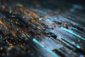 Abstract Circuit Board - Data Flow and Technological Advancement.