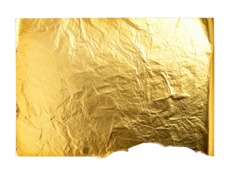 Bright, crumpled gold foil with rough edges against black background