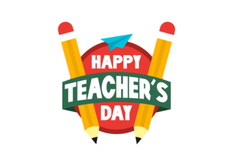 Happy teachers day with pencils isolated on transparent background