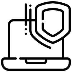 protect shield system security cyber simple line icon