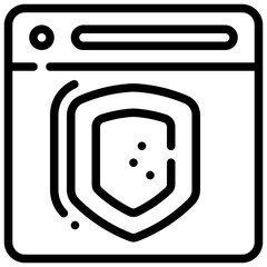 protection shield online cyber system simple line icon