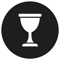 Black circle icon with a white goblet symbol representing celebration and drink