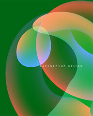 Abstract colorful circles overlap. Green dominates background, orange, yellow, blue present. Modern design element.