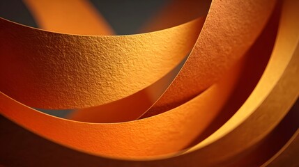An abstract composition of folded orange ribbon paper with dramatic cinematic lighting and flowing textures.