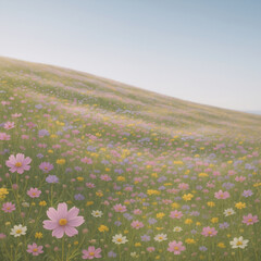 Hill of Pastel Wildflowers