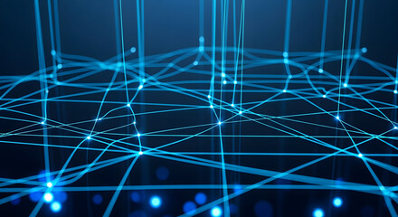 Naklejka premium Abstract Digital Network Connections with Glowing Blue Lights