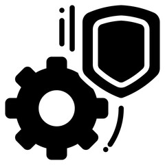 gear wheel shield protect system security solid glyph icon