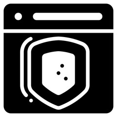 protection shield online cyber system solid glyph icon