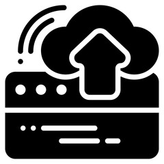 upload cloud database system program solid glyph icon