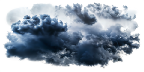 dark thunderstorm clouds with lightnings isolated on white background PNG. GENERATIVE AI