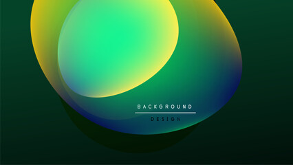 Abstract gradients overlap creating vibrant visual effect. Dark background emphasizes colorful shapes, modern design element.