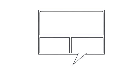 Comic empty frame with speech bubble on white background
