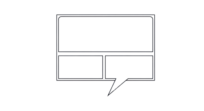 Comic empty frame with speech bubble on white background