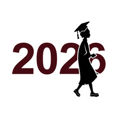 Silhouette of a graduating child with the year 2026 in maroon
