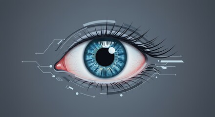 Blue eye with digital circuit overlay