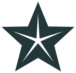 Obraz premium Stylized dark star emblem featuring a five pointed design with white inner outline, minimalist illustration