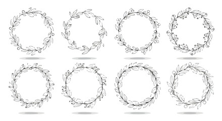 Floral Wreaths Collection Elegant Botanical Circle Frames for Design