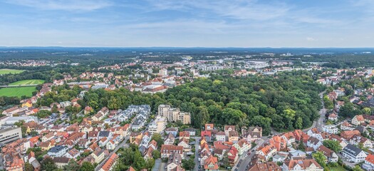 Die Goldschlägerstadt Schwabach in Mittelfranken aus der Vogelperspektive