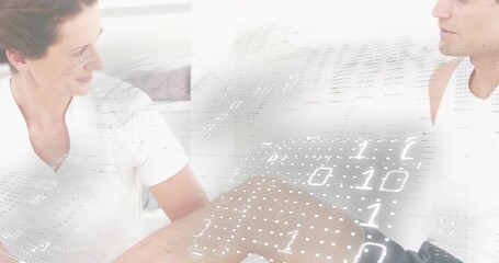 Therapist reaching for patient ankle rotating foot for joint health assessment with binary overlay - Powered by Adobe