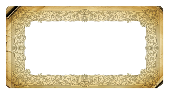 Ornate vintage style gold frame on white background - Powered by Adobe