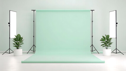 empty room with green wall and window