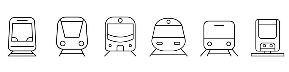 Train vector icon set. tram illustration sign collection. public transport symbol or logo.
