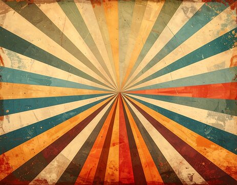 Retro sunburst background with aged texture
