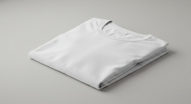 Clean Folded White T-Shirt Mockup on Gray Background