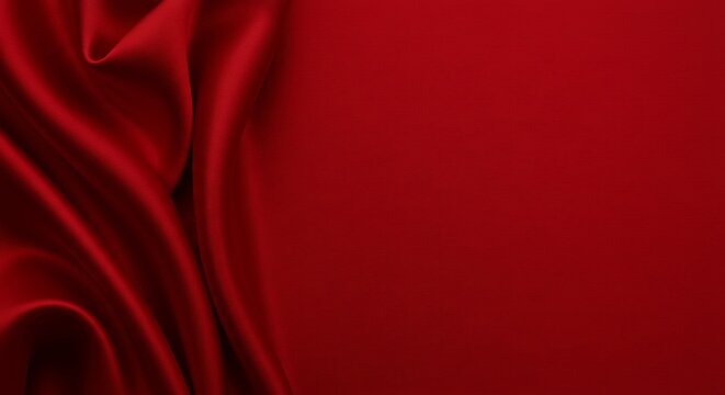 Elegant red fabric texture with folds and waves for background design