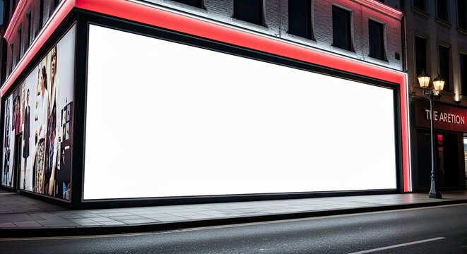 Professional mockup of a blank pop-up store exterior graphic in a lively street environment.