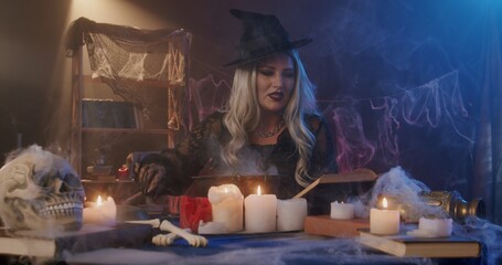 Witch Performing Ritual in Dark Mystical Setting
