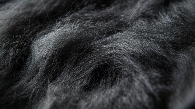 Close-up view of a single strand of black wool yarn
