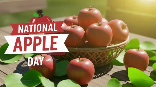 National Apple Day Celebration with Fresh Red Apples on a Wooden Table