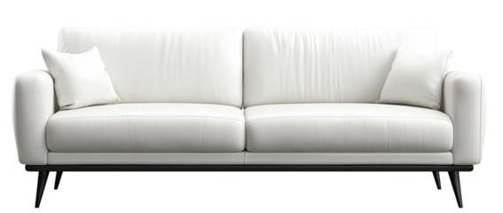 White modern sofa with sleek lines and padded cushions