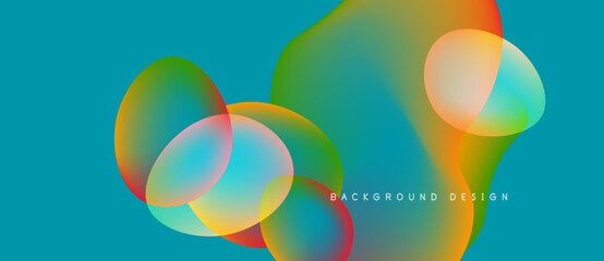 Fototapeta premium Abstract colorful shapes overlap. Vibrant gradients create dynamic visual effect. Modern design element for backgrounds, presentations.