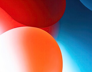 Abstract composition of blended spheres, vibrant colors of red, orange, and blue