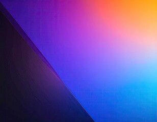 Abstract composition featuring a diagonal split of blue, violet, and orange hues