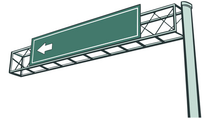 Fototapeta premium Blank Green Highway Sign Gantry with Left Arrow - Directional Road Signage Vector Illustration