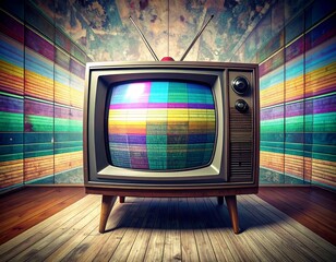 Retro TV in a colorful room