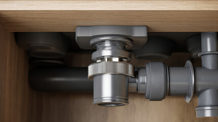 Plumbing fixture installation under kitchen sink for effective water drainage system