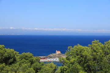 View  of Saint-Vincent chapel in Mediterranean seaside town of Collioure, France