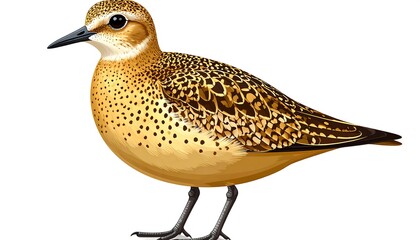 Side view of a small, golden-brown bird