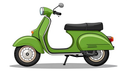 Obraz premium Side view of a vintage green scooter