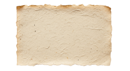Handmade paper sheet with burnt edges isolated PNG with Transparent Background