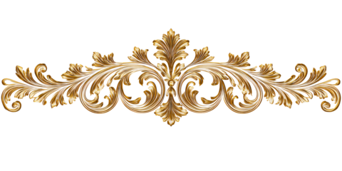 Ornate golden baroque flourish design element on black background Decorative vintage gold scroll filigree with victorian style for invitation or frame