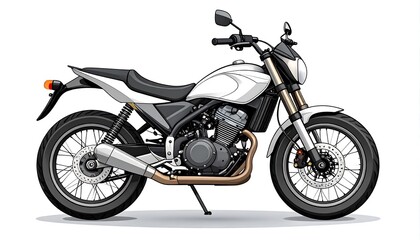 Side view of a white motorcycle