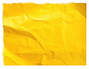 Close-up of a textured, bright yellow crumpled paper with torn edge
