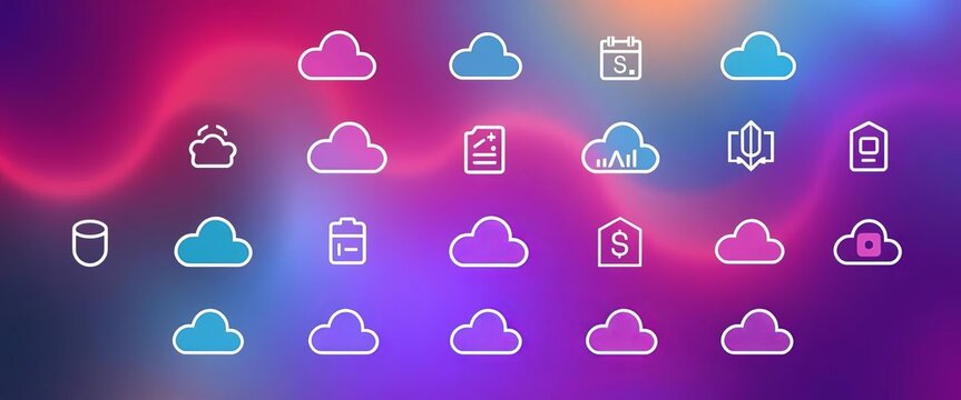 Universal set of cloud data icons for web and mobile app design,  digital,  graphic
